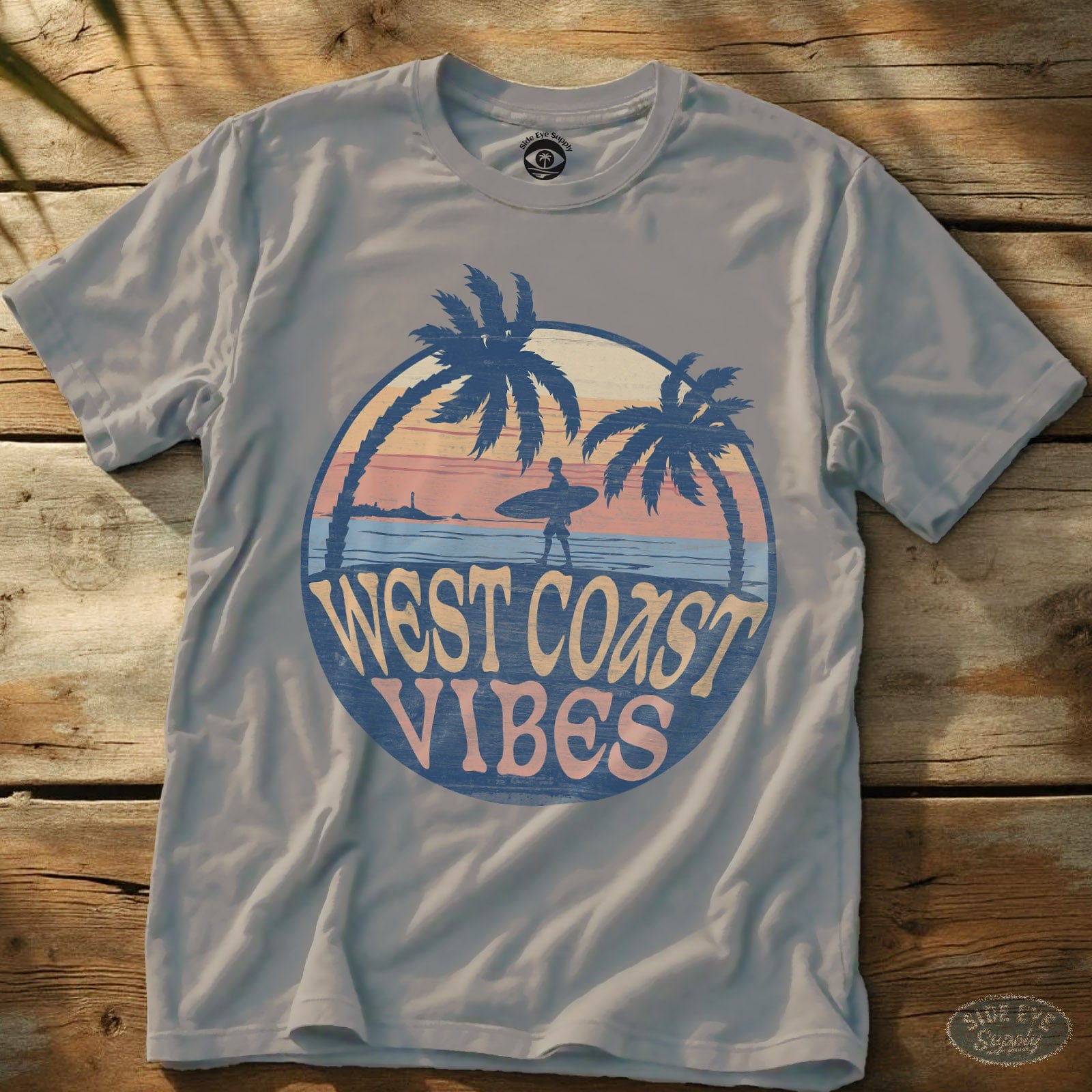 West Coast Vibes T-Shirt Ice Grey / S - by Side Eye Supply - Surf Beach Life Apparel