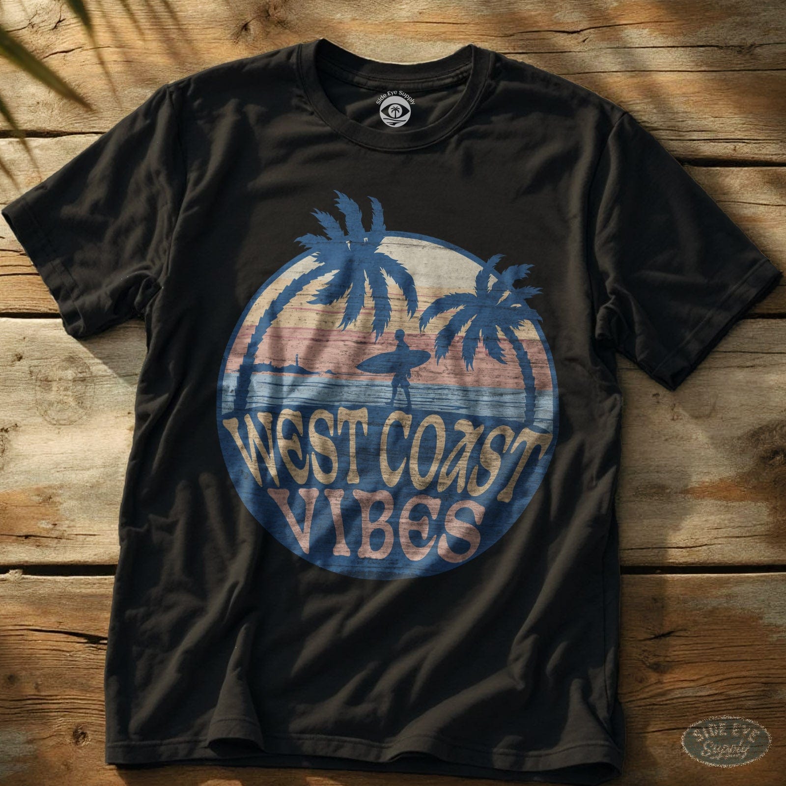 West Coast Vibes T-Shirt Black / S - by Side Eye Supply - Surf Beach Life Apparel