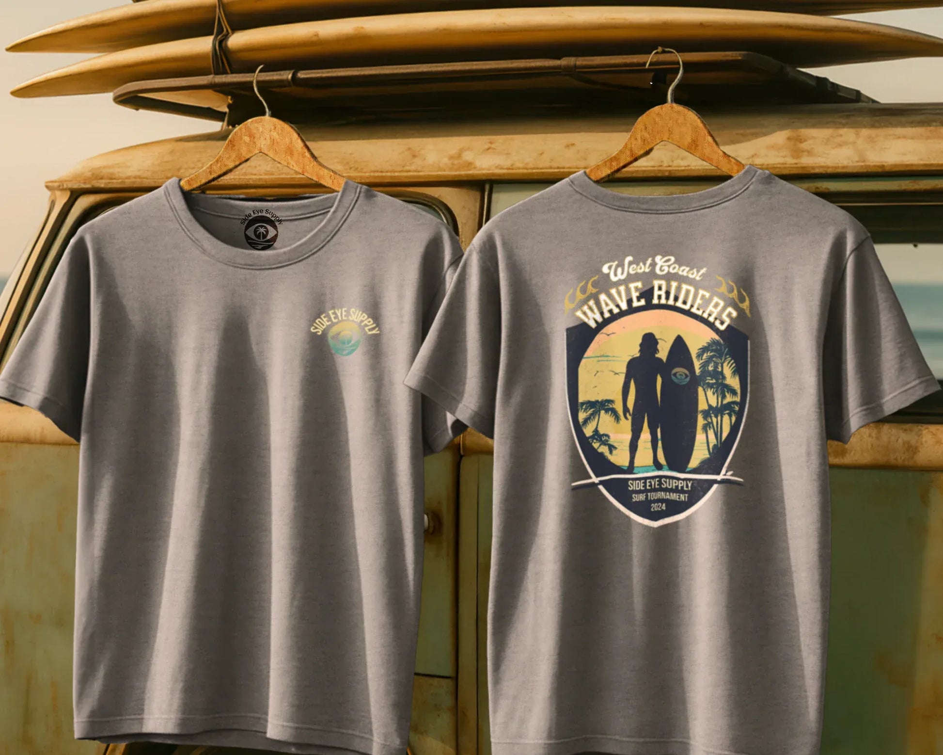 West Coast Wave Riders Tee Sport Grey / S - by Side Eye Supply - Surf Beach Life Apparel