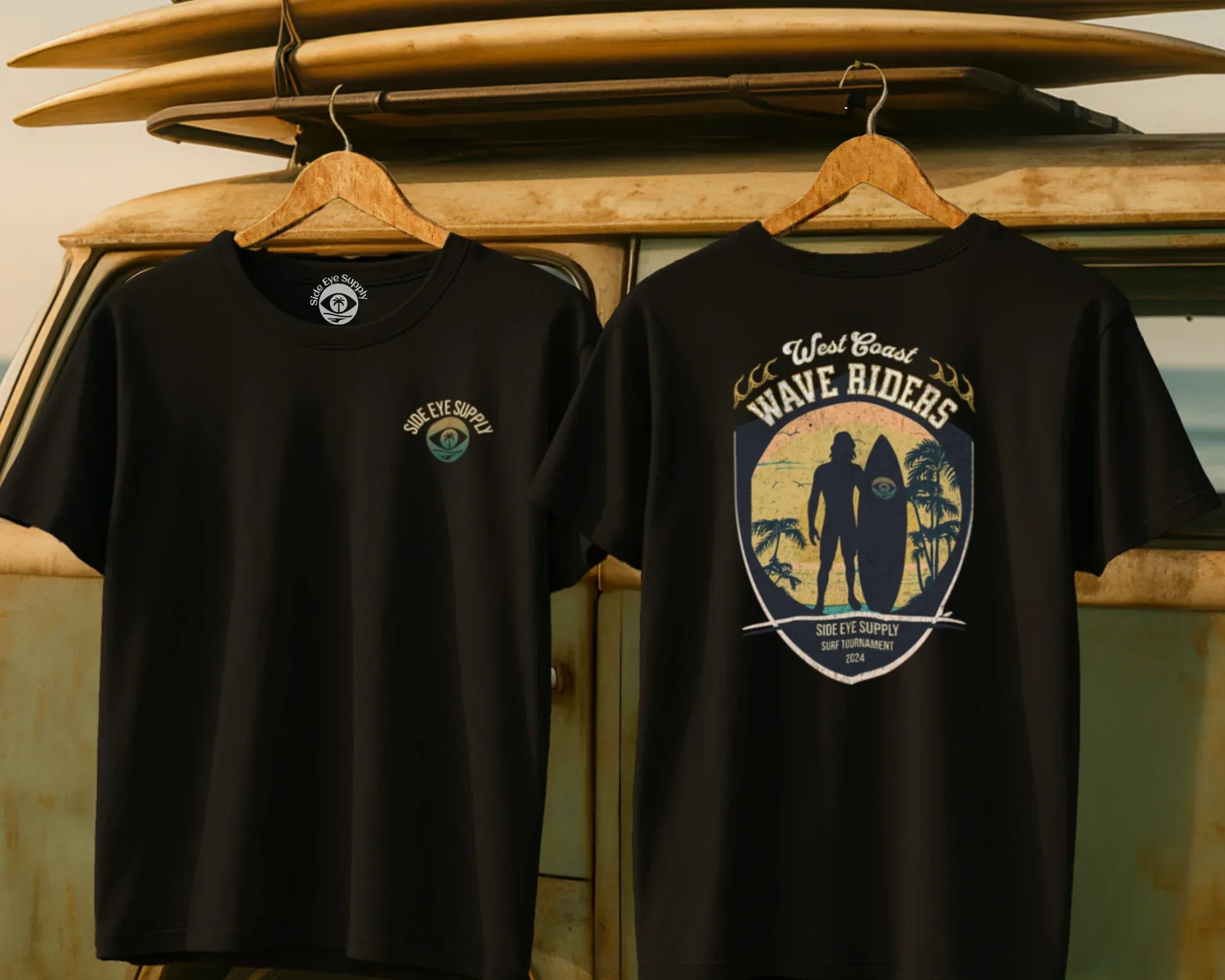 West Coast Wave Riders Tee Black / S - by Side Eye Supply - Surf Beach Life Apparel