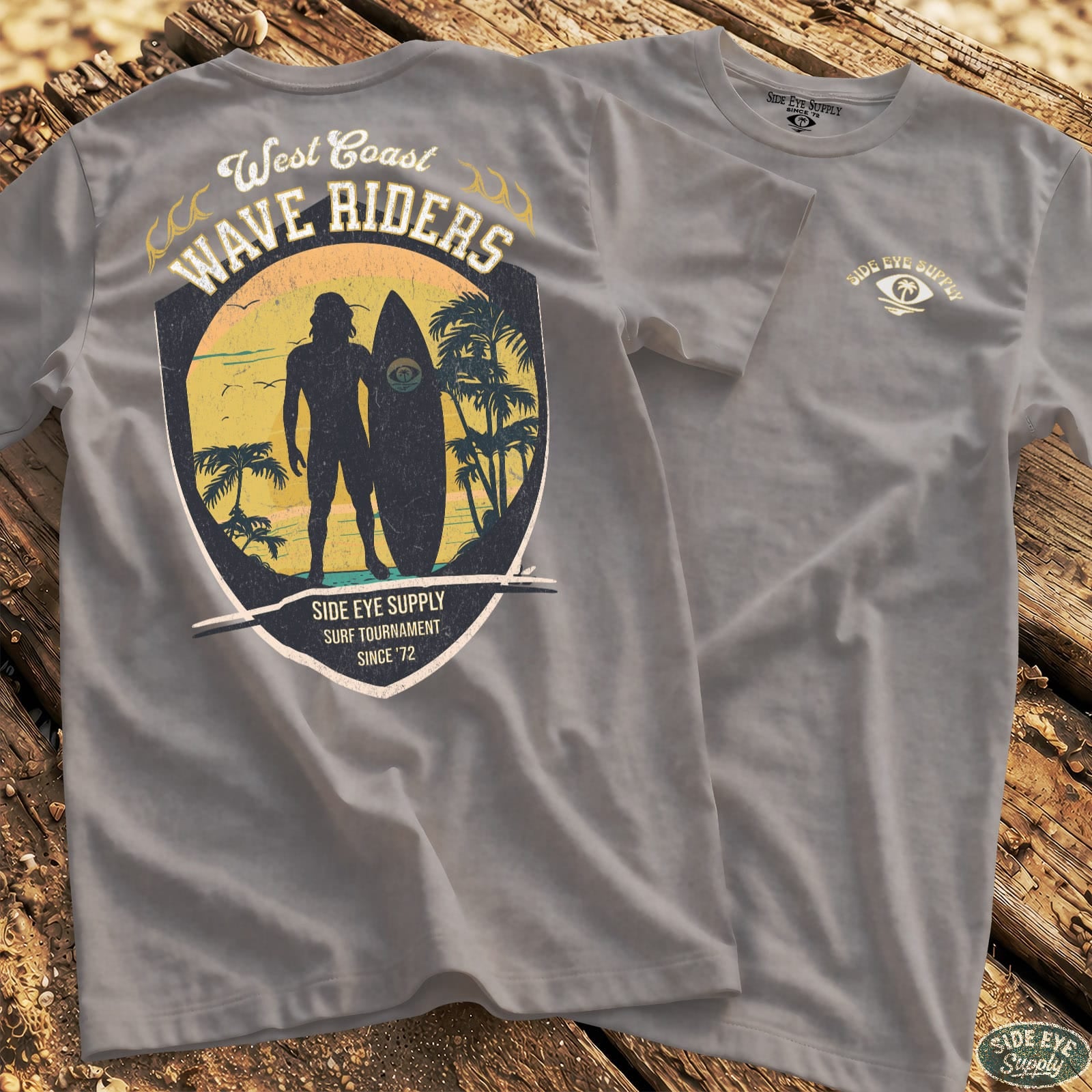 West Coast Wave Riders Tee Sport Grey / S - by Side Eye Supply - Surf Beach Life Apparel