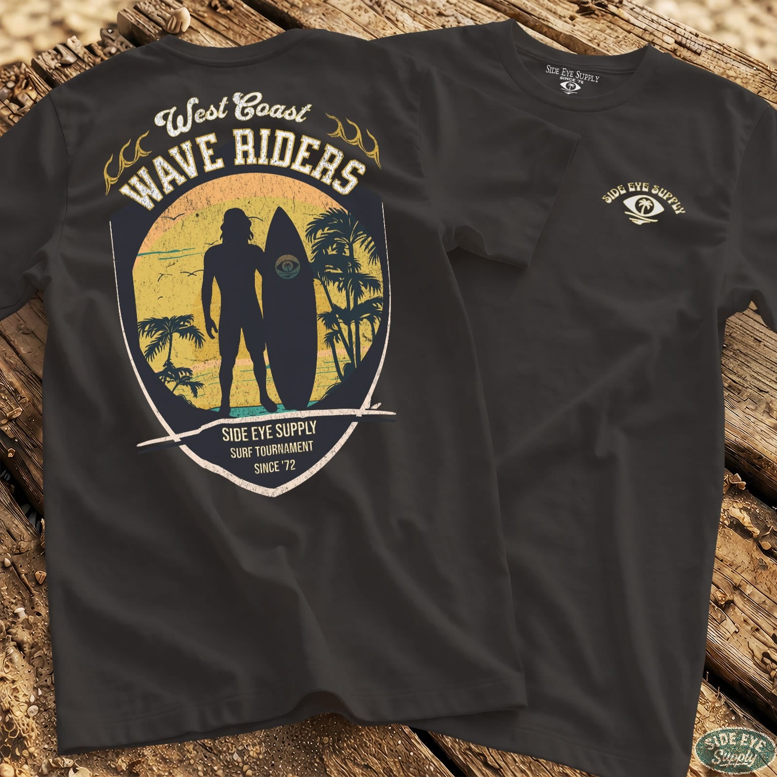 West Coast Wave Riders Tee Black / S - by Side Eye Supply - Surf Beach Life Apparel