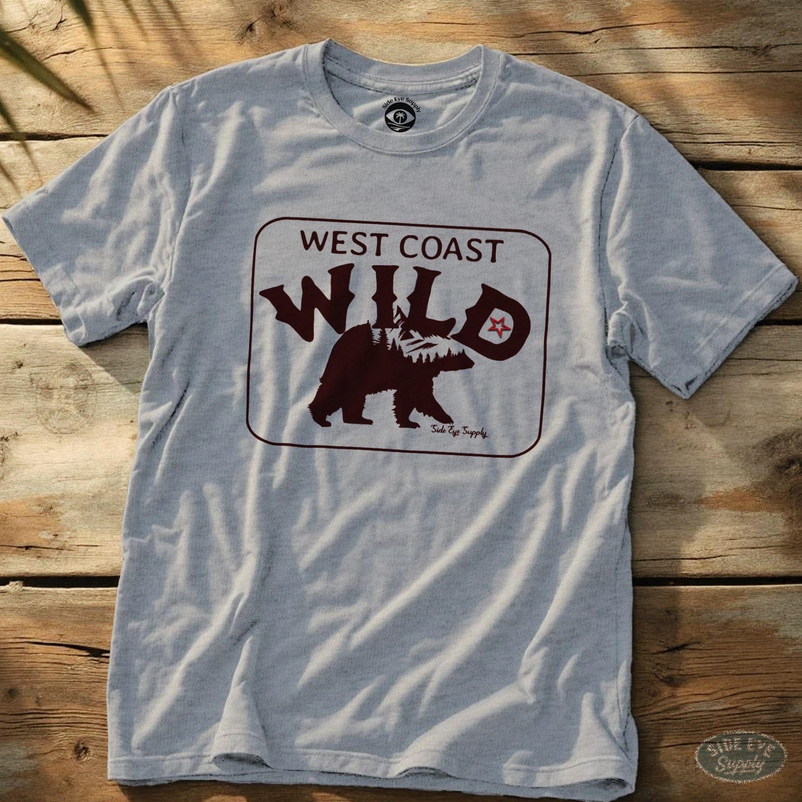 West Coast Wild Tee Sport Grey / S - by Side Eye Supply - Surf Beach Life Apparel