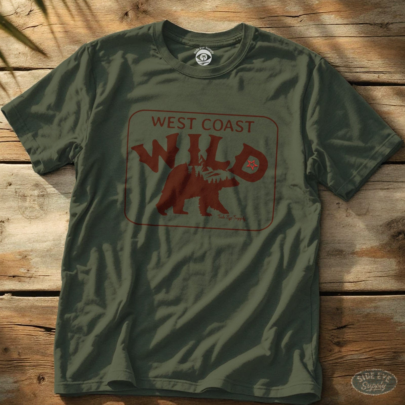 West Coast Wild Tee Military Green / S - by Side Eye Supply - Surf Beach Life Apparel