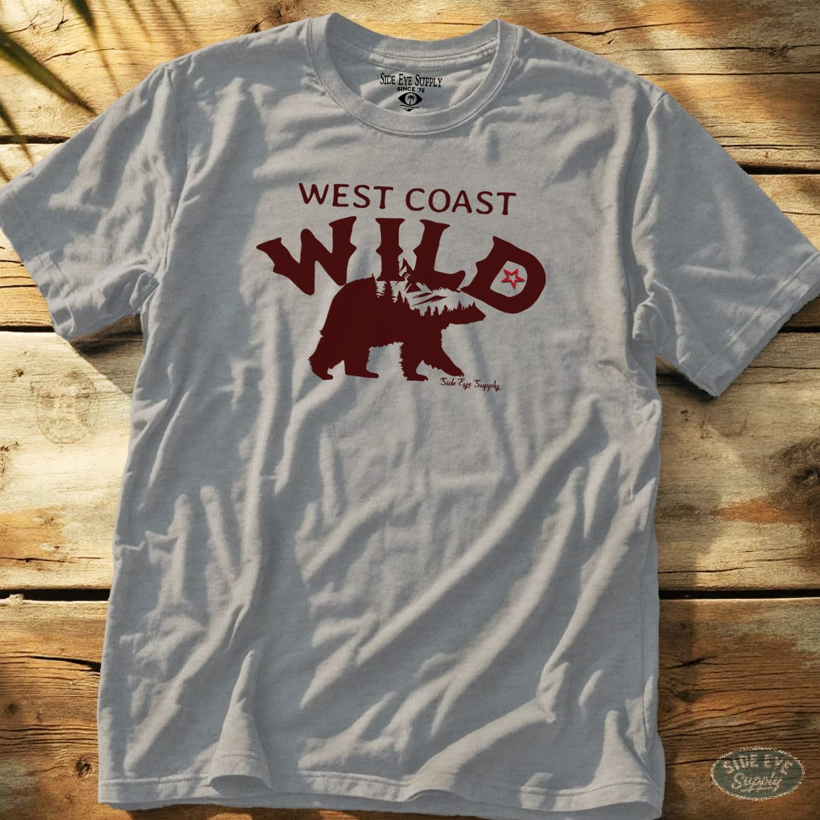 West Coast Wild Tee Sport Grey / S - by Side Eye Supply - Surf Beach Life Apparel