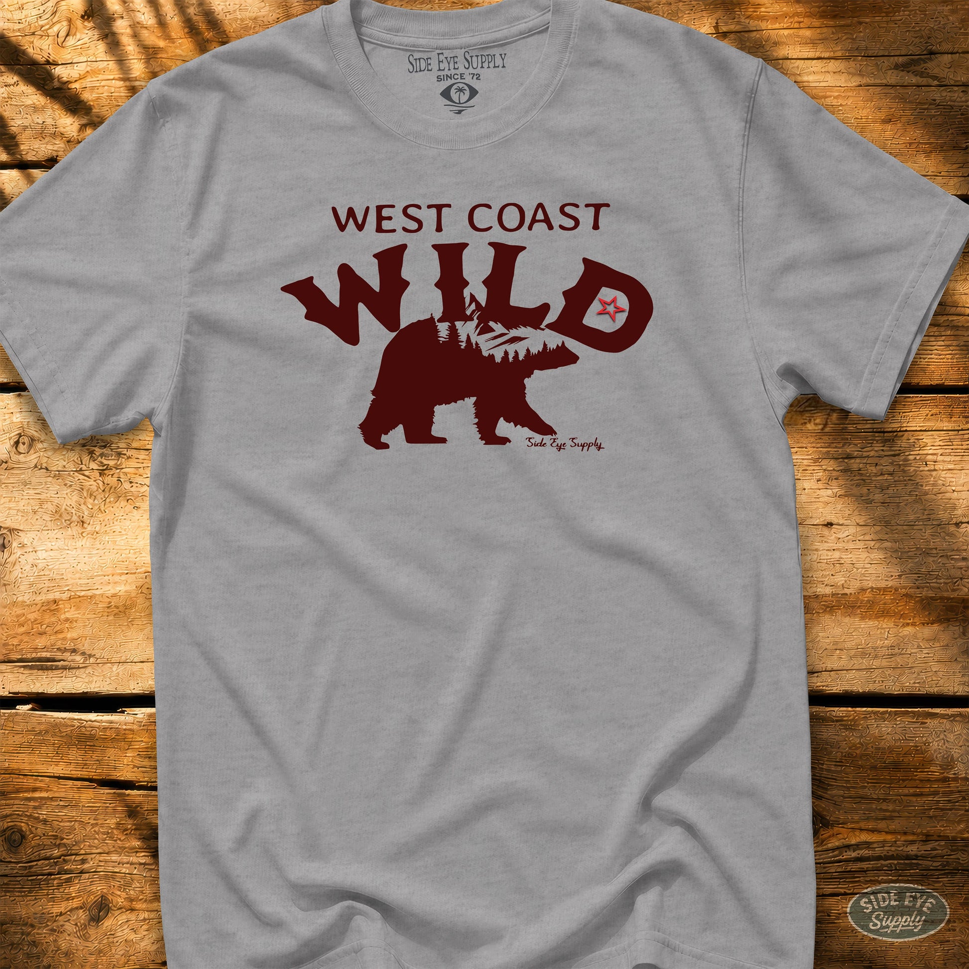 West Coast Wild Tee Sport Grey / S - by Side Eye Supply - Surf Beach Life Apparel