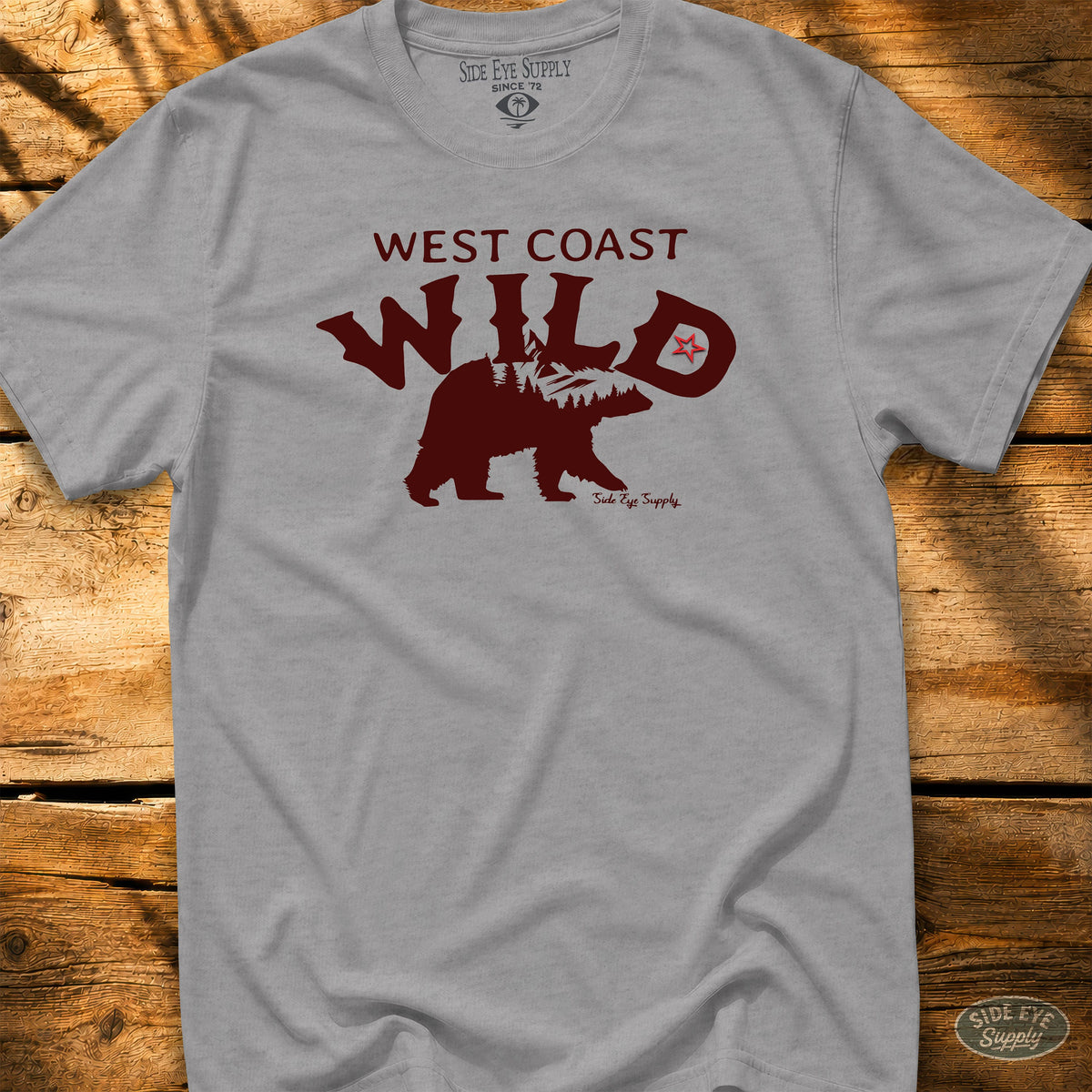 West Coast Wild Tee Sport Grey / S - by Side Eye Supply - Surf Beach Life Apparel