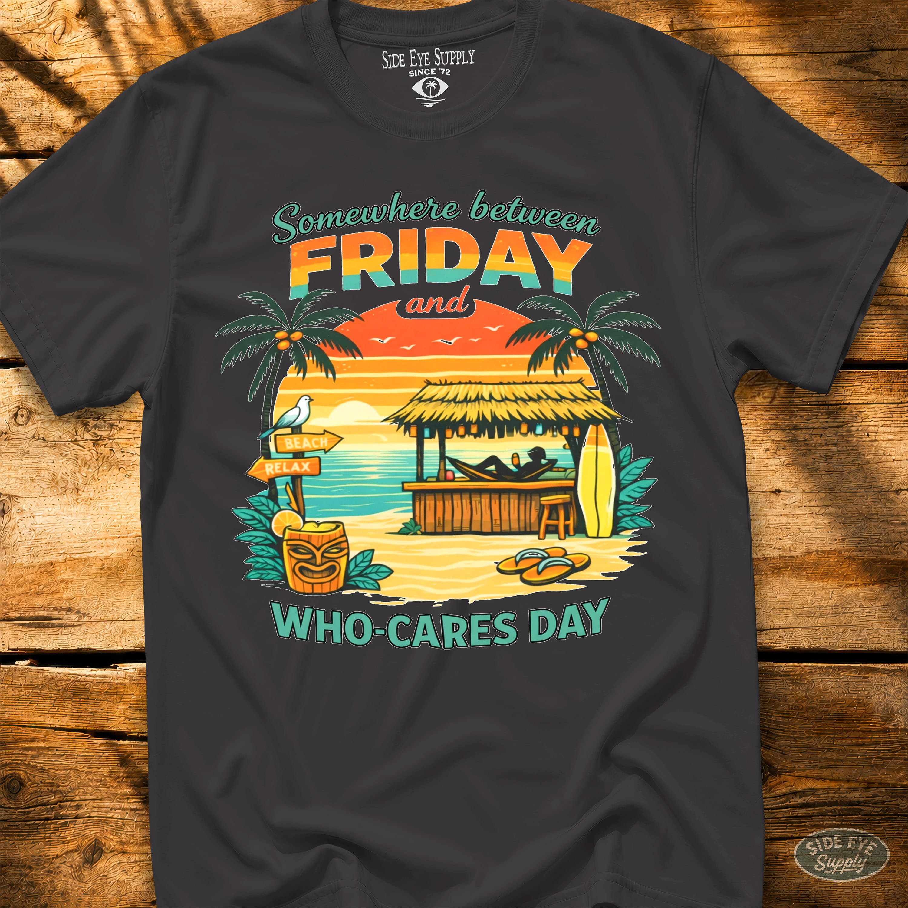 Who Cares-Day Tee Black / S - by Side Eye Supply - Surf Beach Life Apparel
