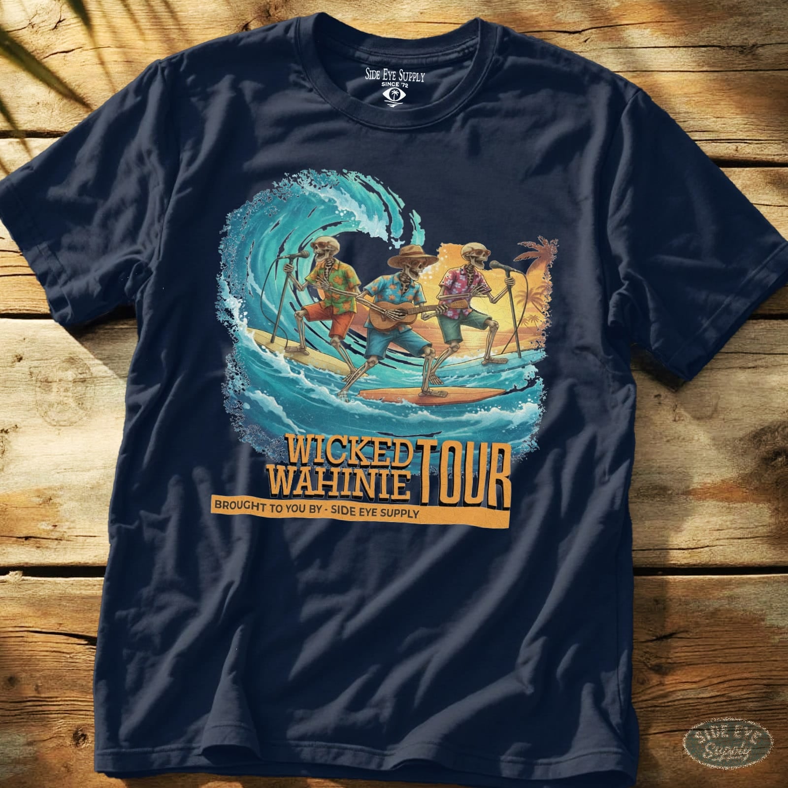 Wicked Wahinie Tee Navy / S - by Side Eye Supply - Surf Beach Life Apparel