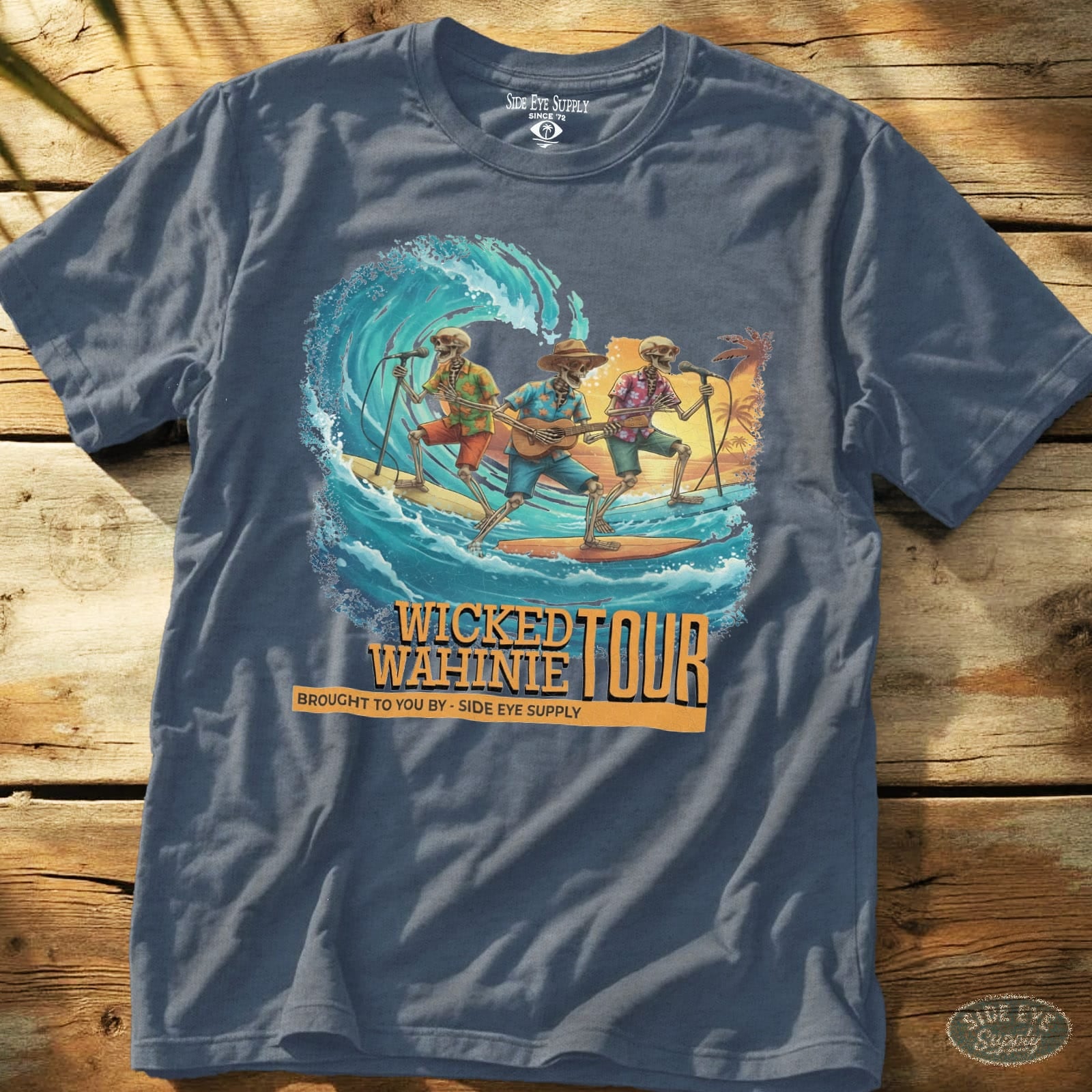 Wicked Wahinie Tee Heather Indigo / S - by Side Eye Supply - Surf Beach Life Apparel