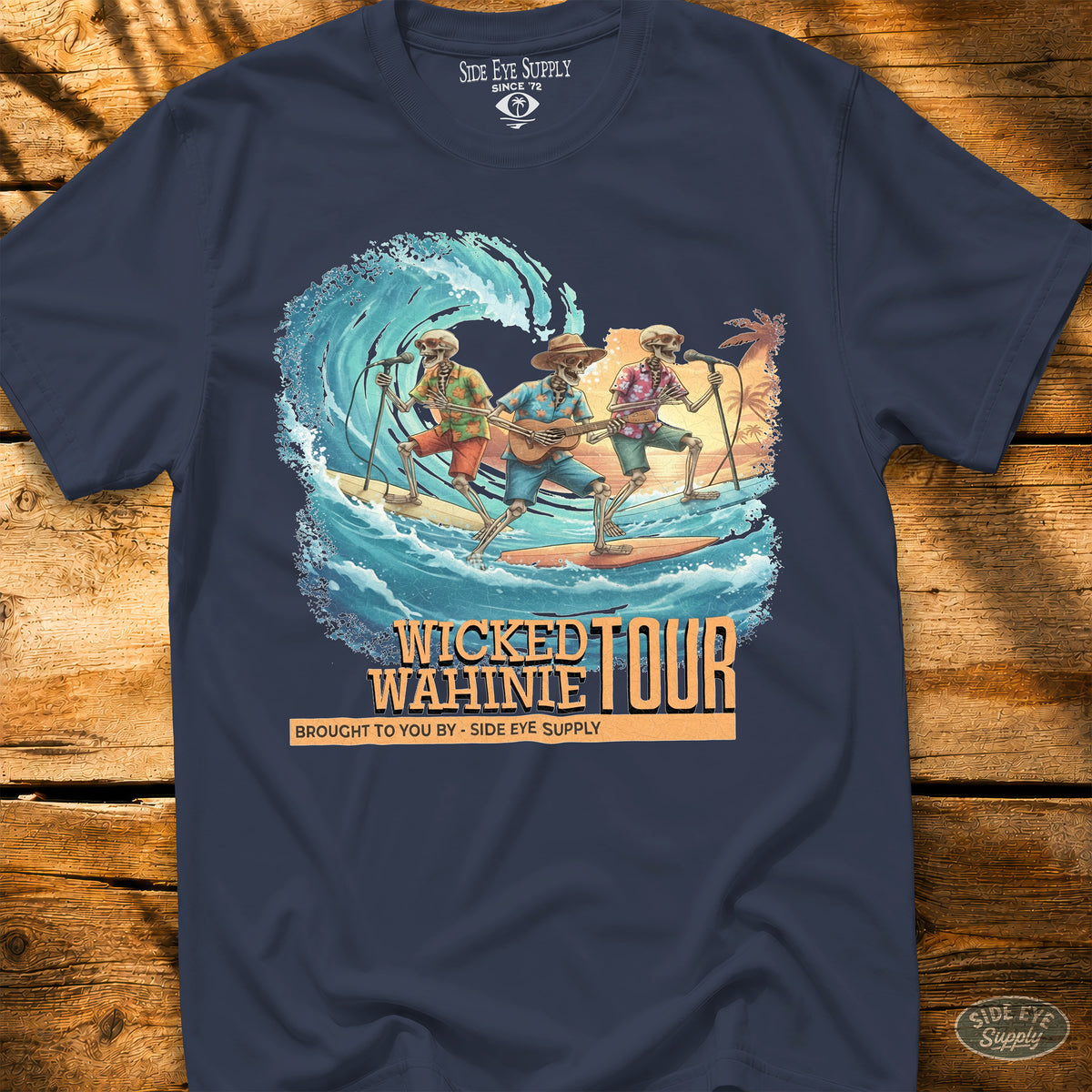 Wicked Wahinie Tee Navy / S - by Side Eye Supply - Surf Beach Life Apparel