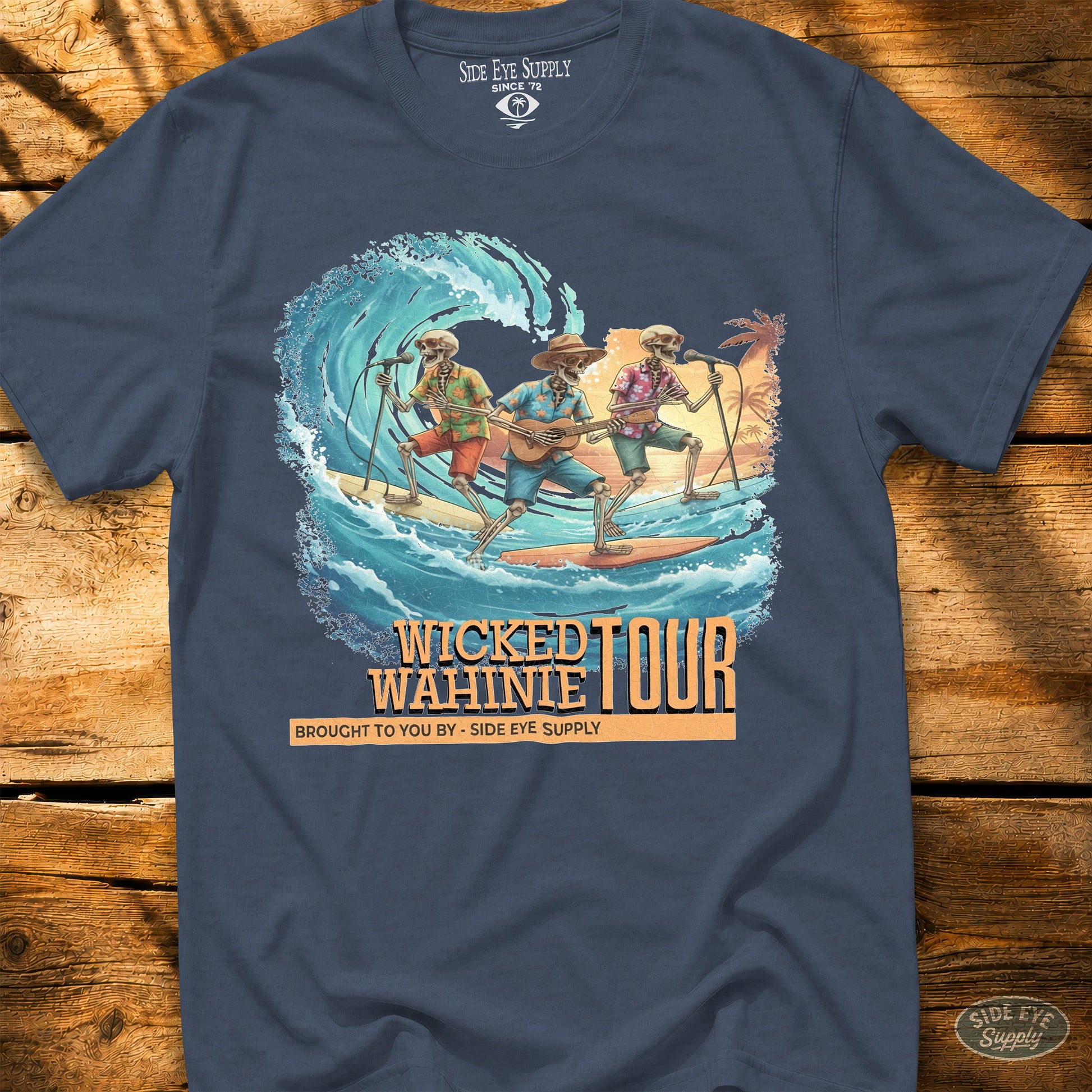 Wicked Wahinie Tee Heather Indigo / S - by Side Eye Supply - Surf Beach Life Apparel