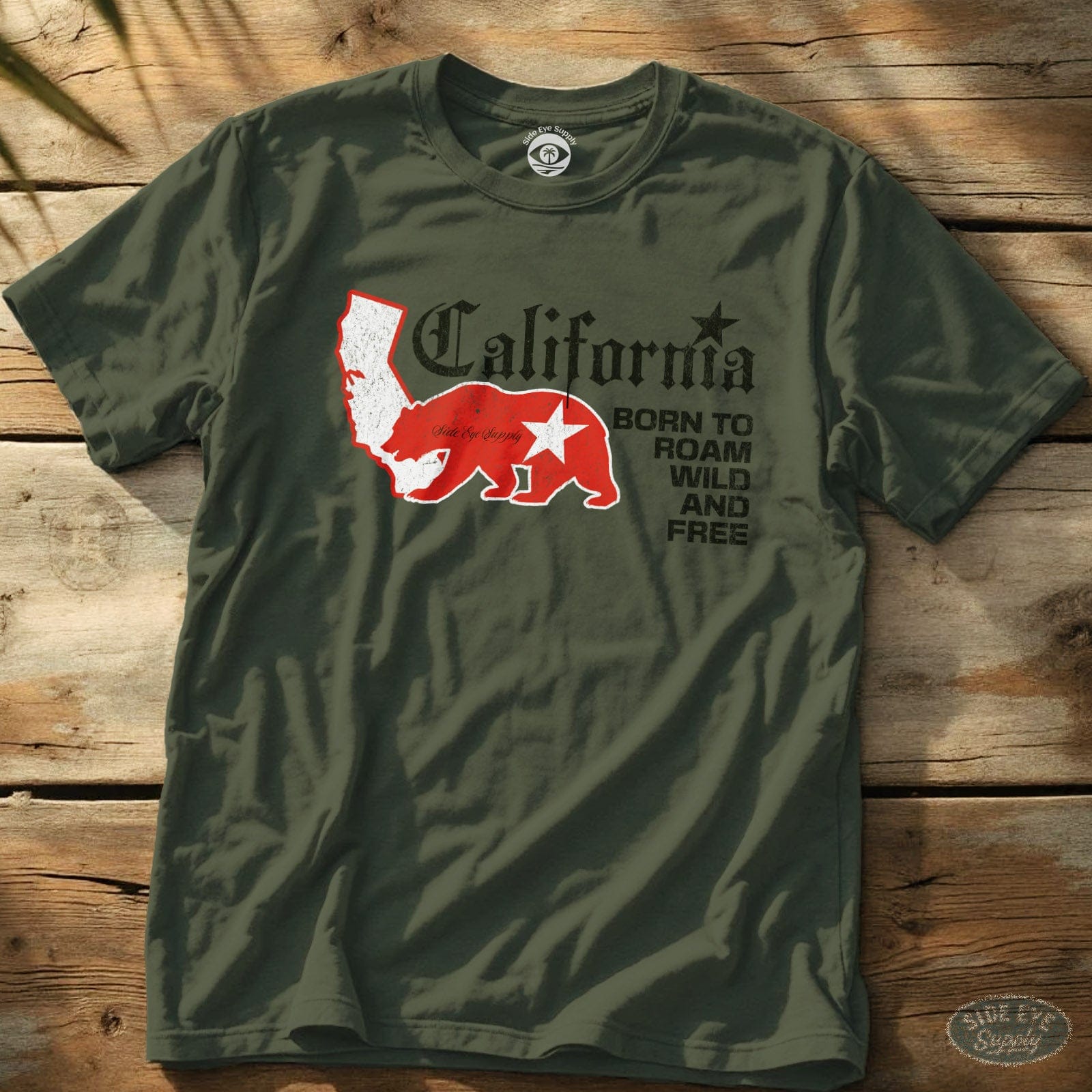 Wild and Free Tee Military Green / S - by Side Eye Supply - Surf Beach Life Apparel
