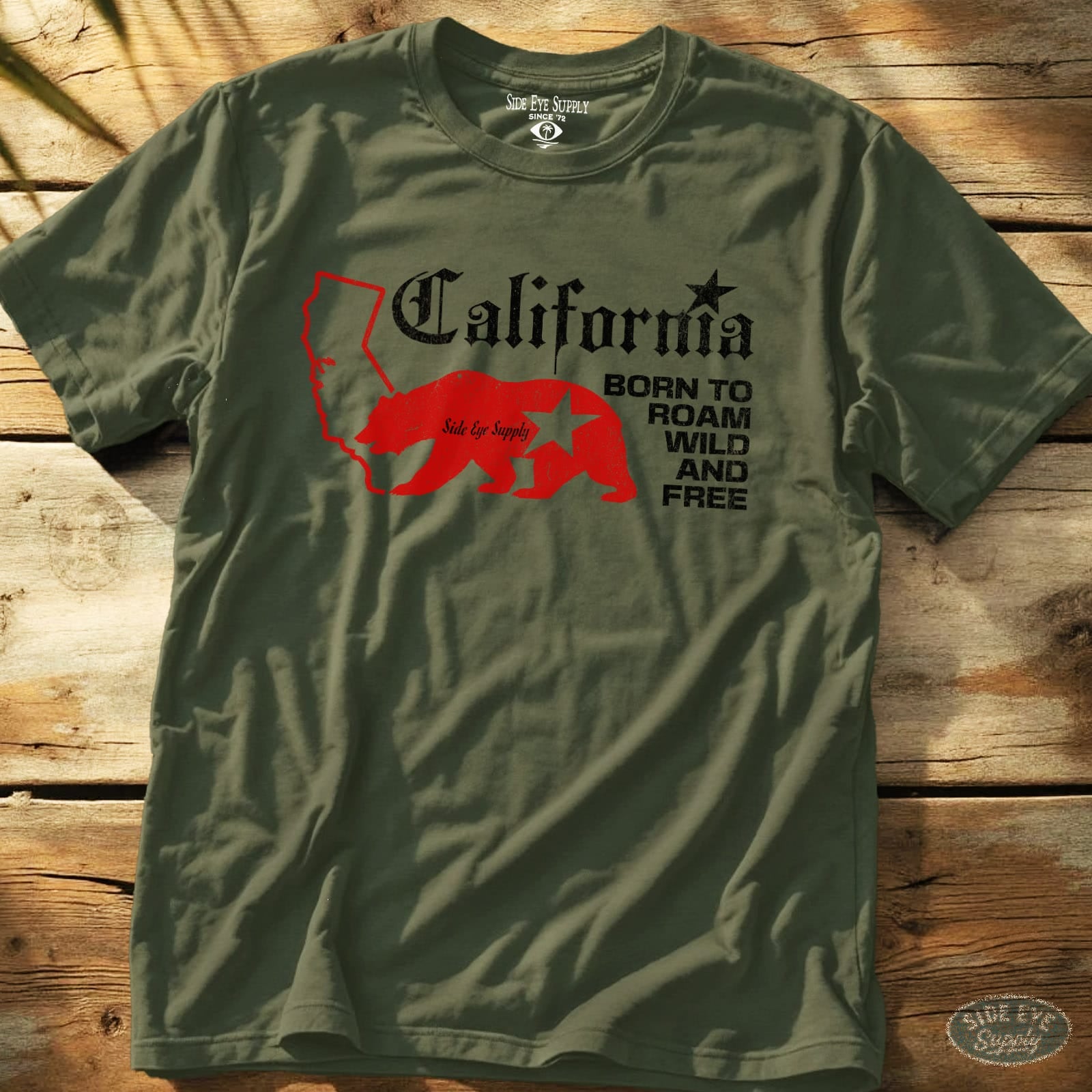 Wild and Free Tee Military Green / S - by Side Eye Supply - Surf Beach Life Apparel