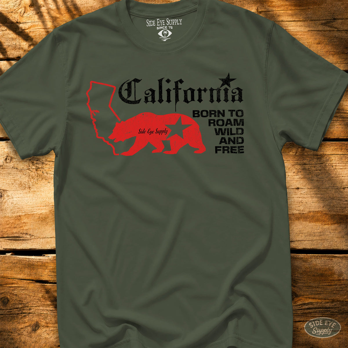 Wild and Free Tee Military Green / S - by Side Eye Supply - Surf Beach Life Apparel