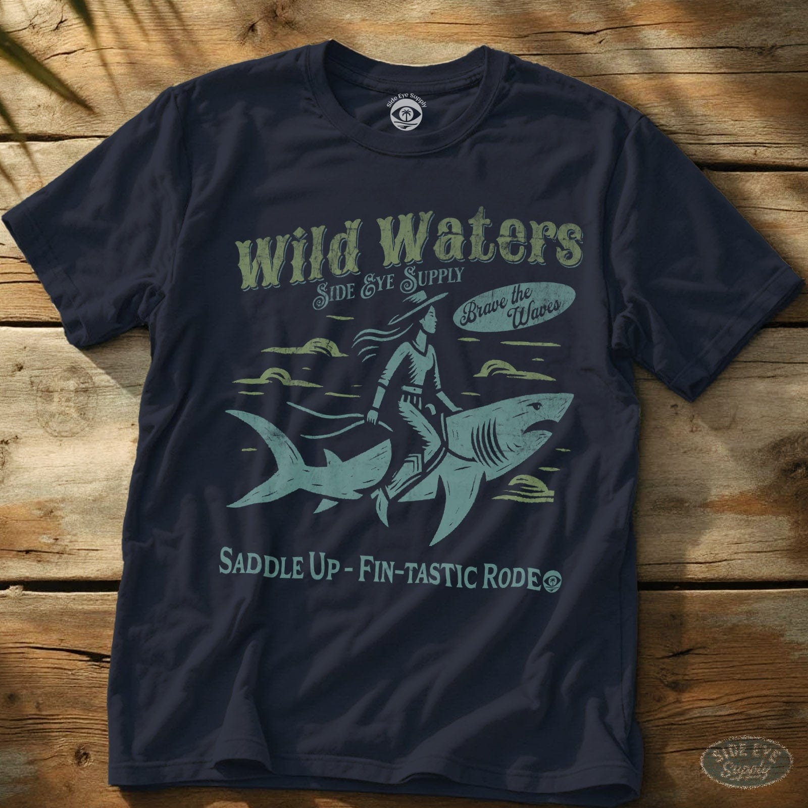 Wild Waters T-Shirt Navy / S - by Side Eye Supply - Surf Beach Life Apparel