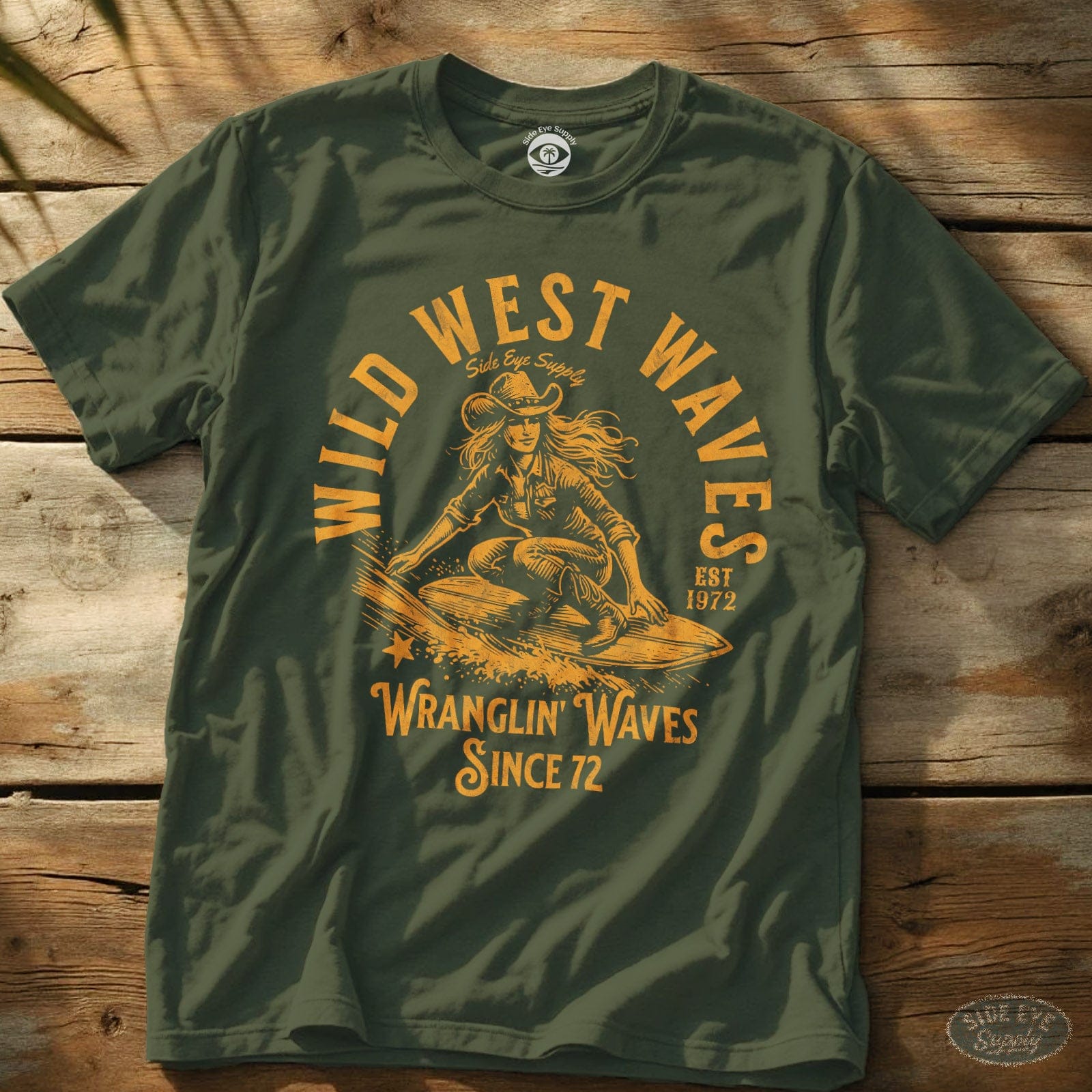 Wild West Waves Tee Military Green / S - by Side Eye Supply - Surf Beach Life Apparel
