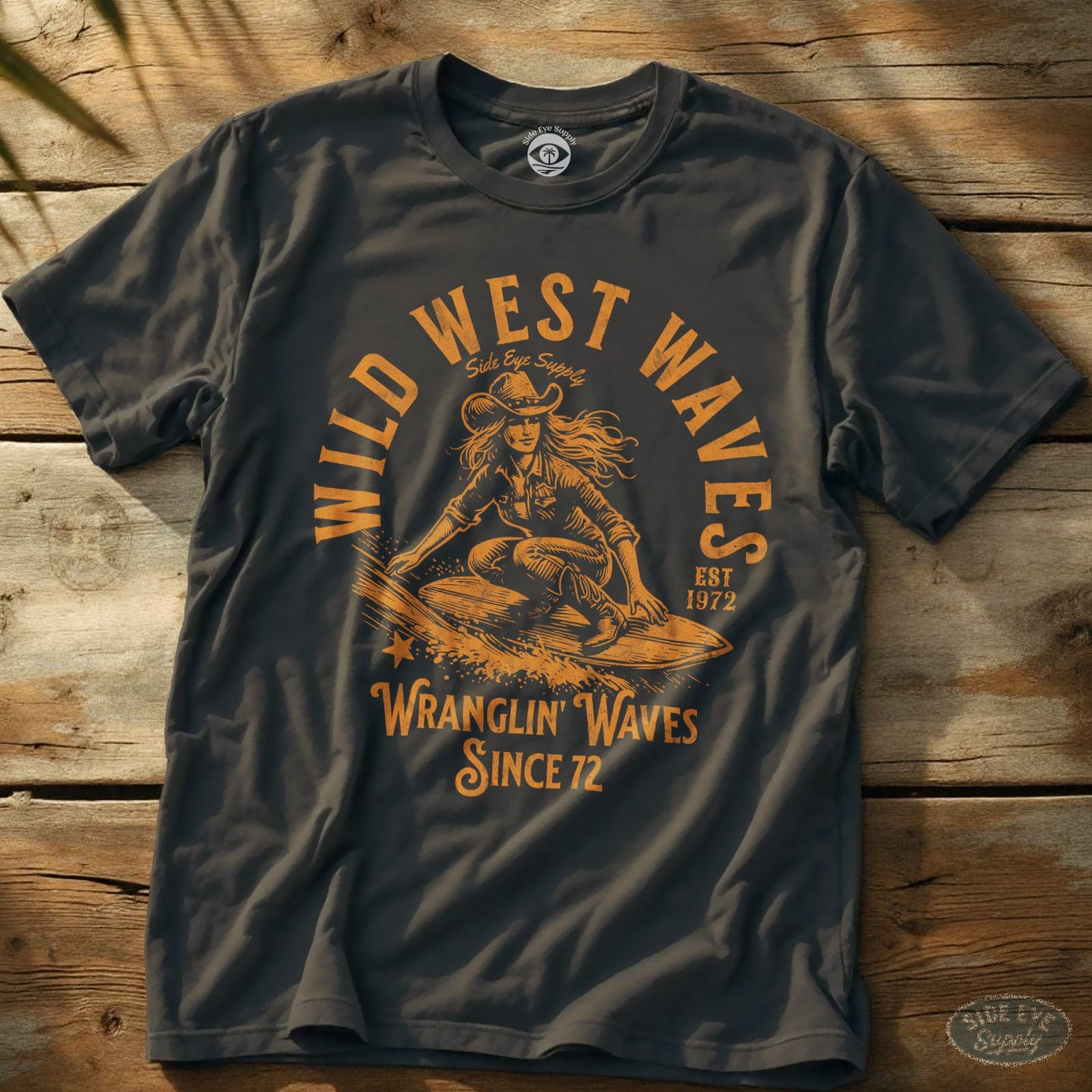 Wild West Waves Tee Charcoal / S - by Side Eye Supply - Surf Beach Life Apparel