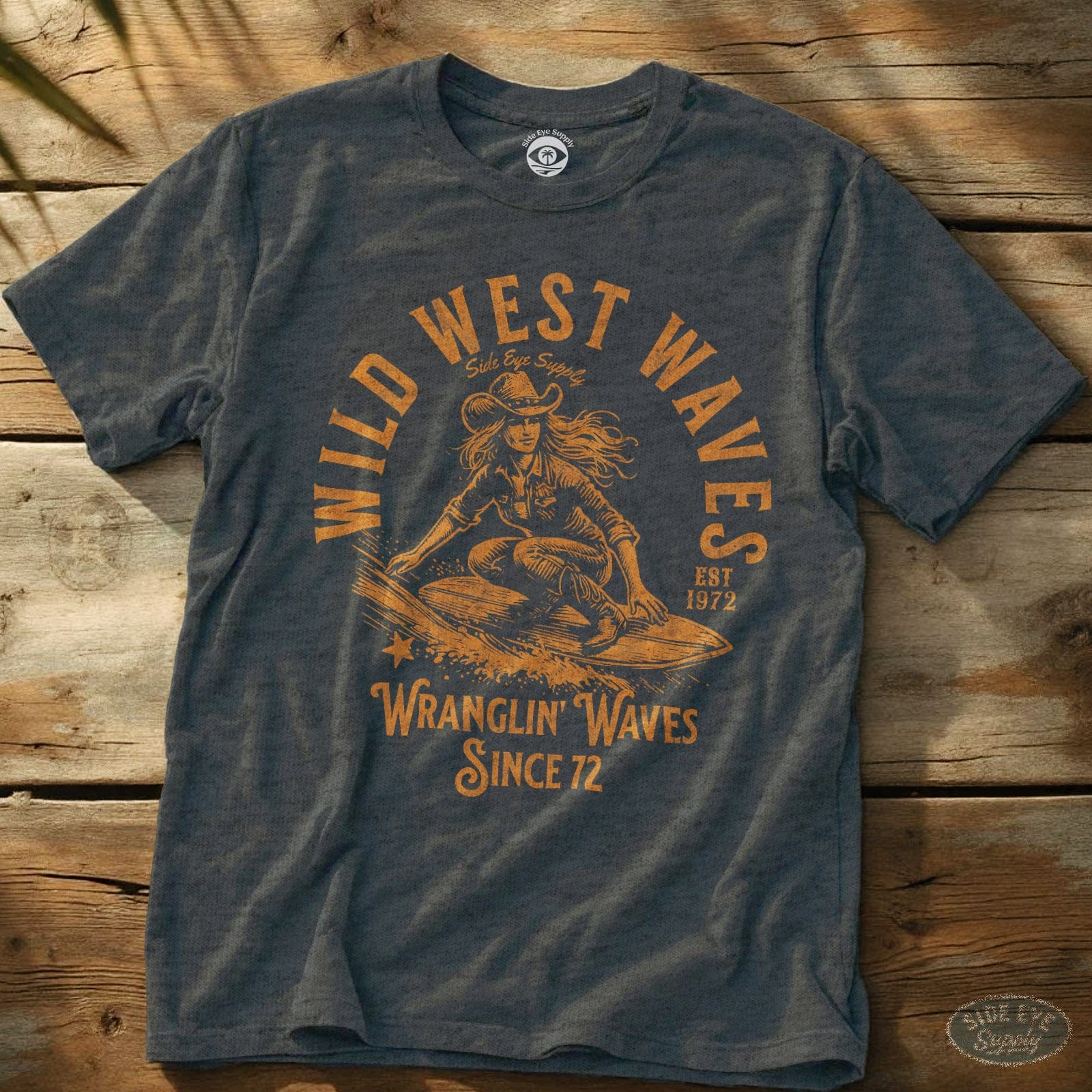 Wild West Waves Tee Dark Heather / S - by Side Eye Supply - Surf Beach Life Apparel