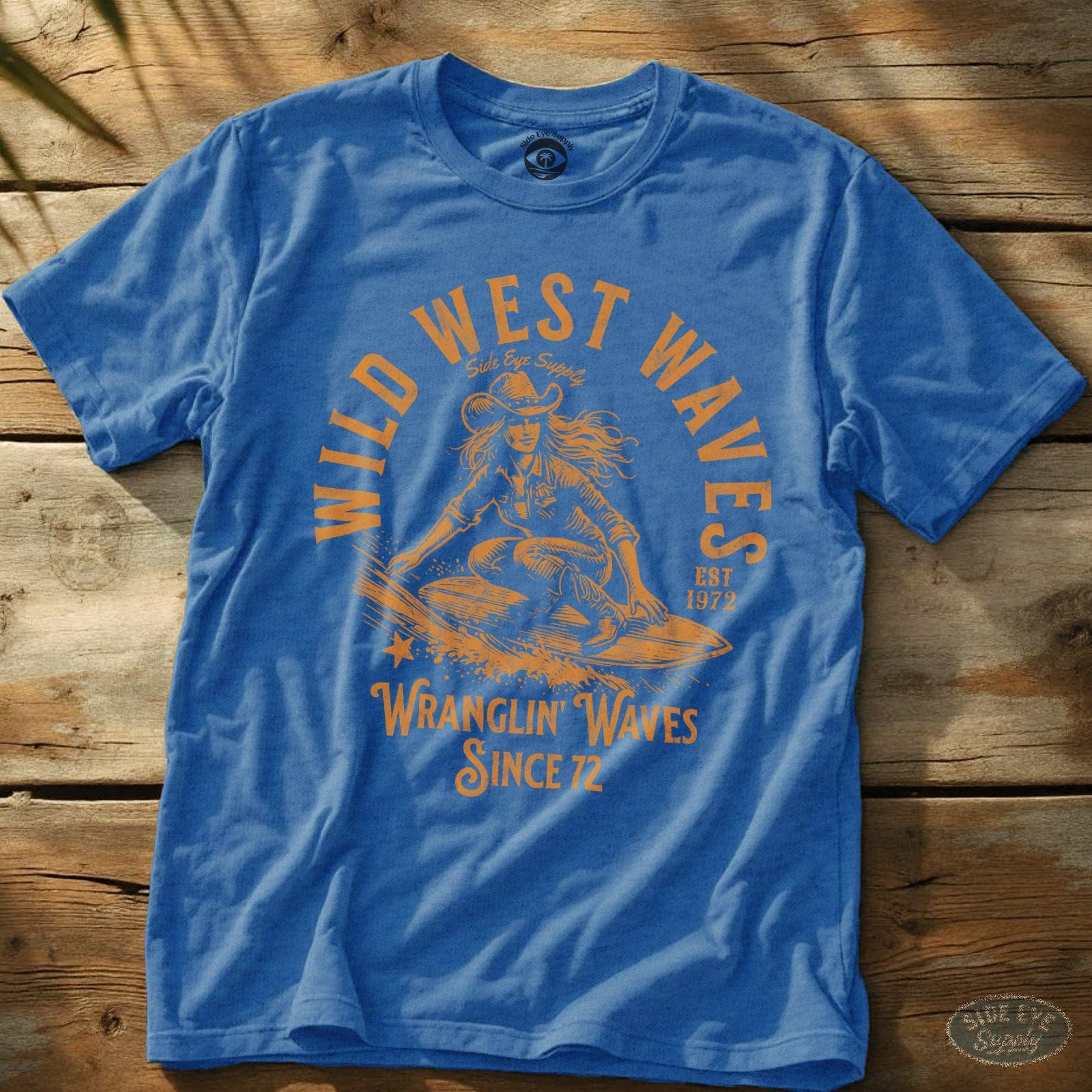 Wild West Waves Tee Heather Royal / S - by Side Eye Supply - Surf Beach Life Apparel