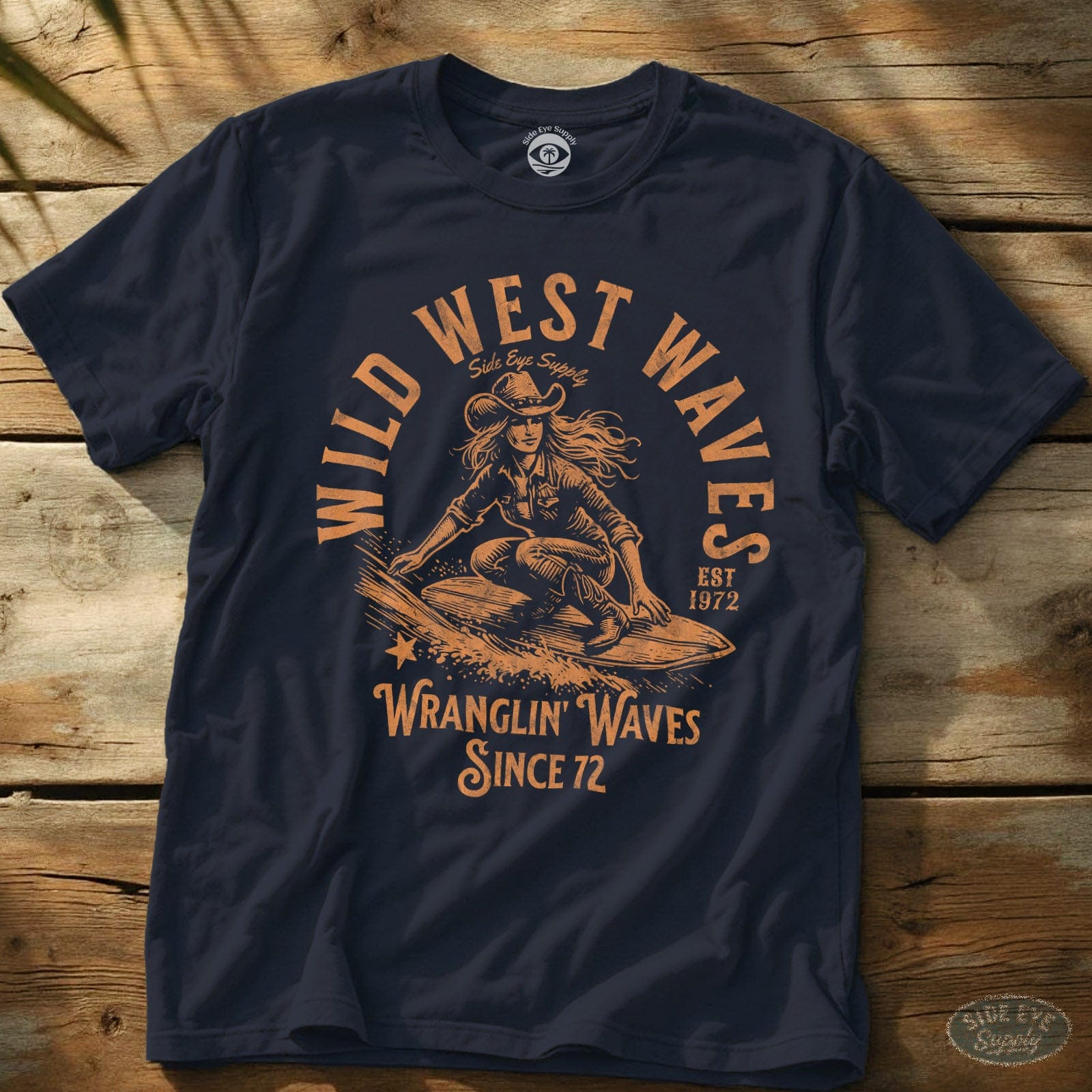 Wild West Waves Tee Navy / S - by Side Eye Supply - Surf Beach Life Apparel