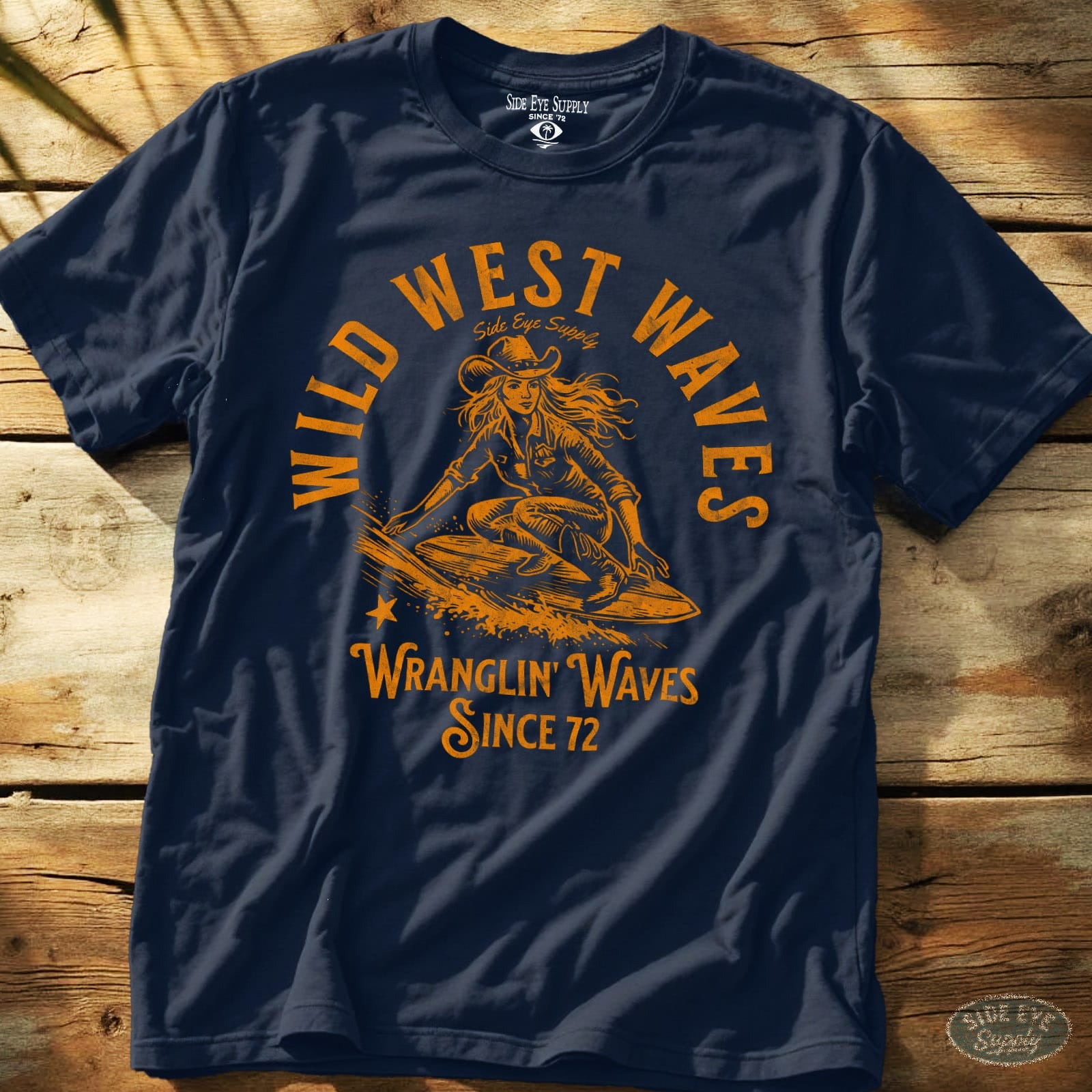 Wild West Waves Tee Navy / S - by Side Eye Supply - Surf Beach Life Apparel