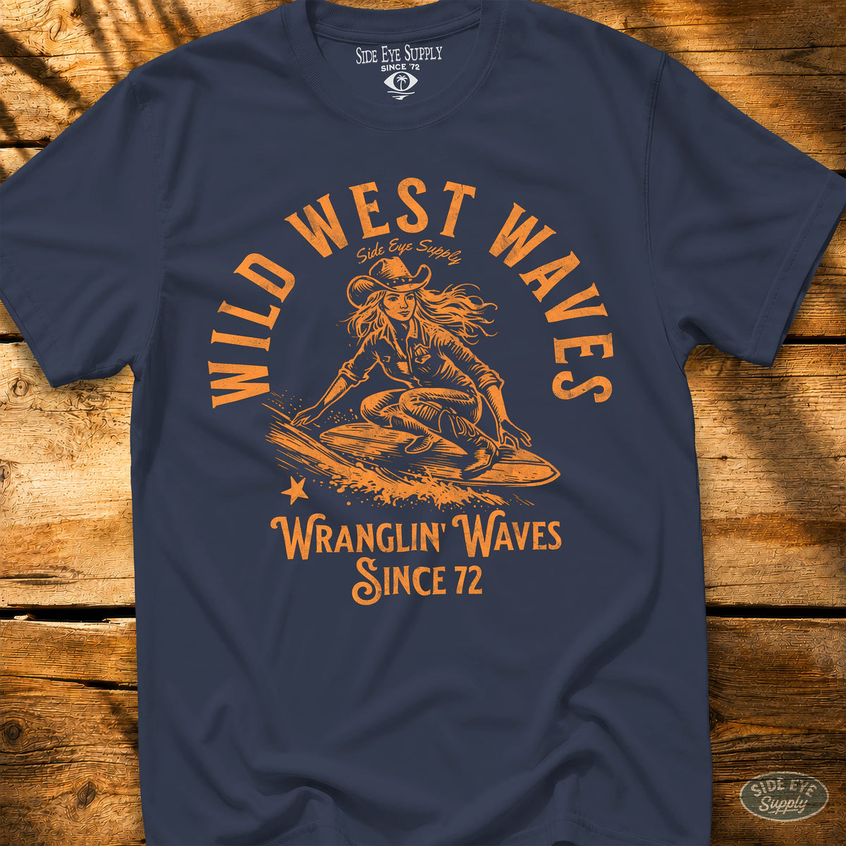 Wild West Waves Tee Navy / S - by Side Eye Supply - Surf Beach Life Apparel