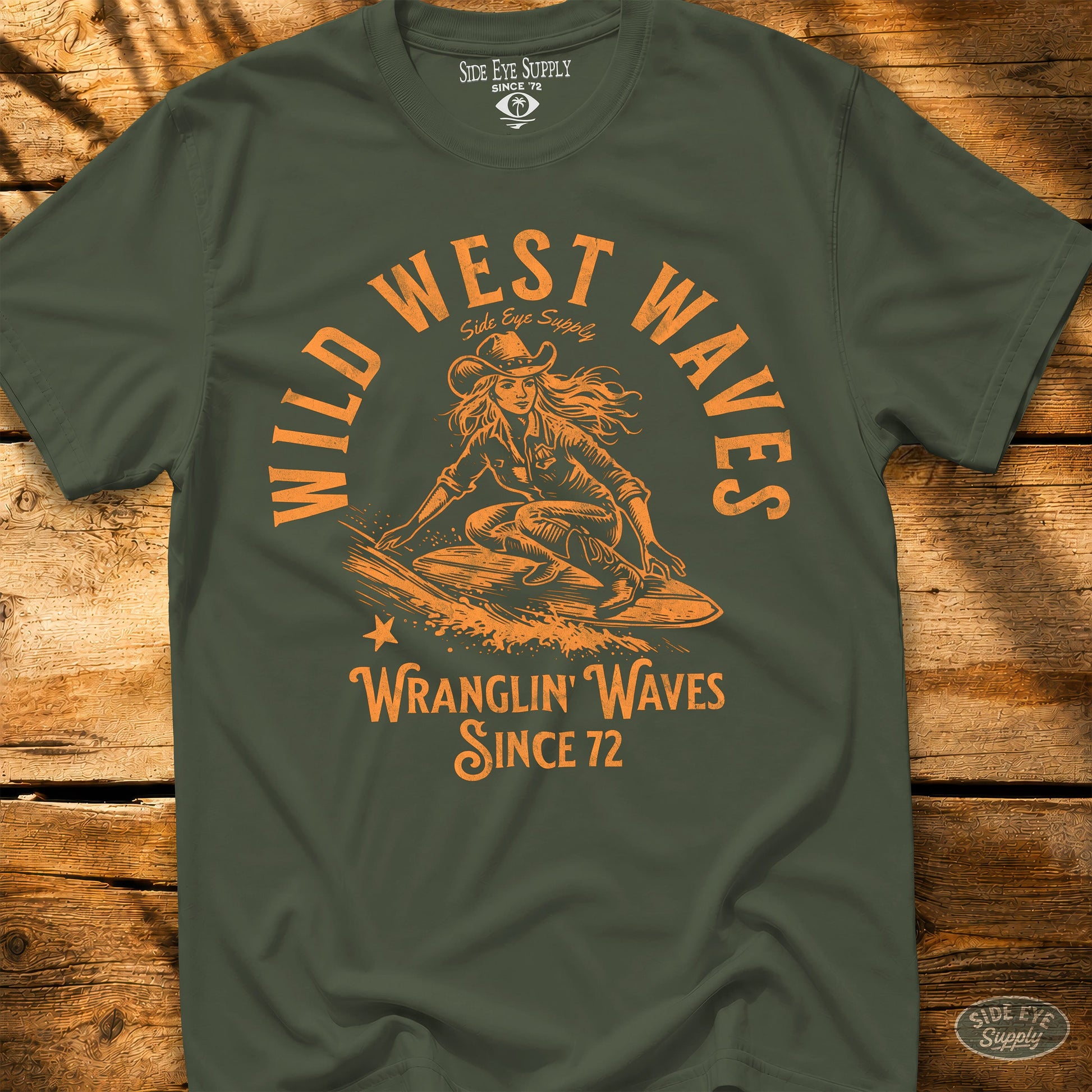 Wild West Waves Tee Military Green / S - by Side Eye Supply - Surf Beach Life Apparel