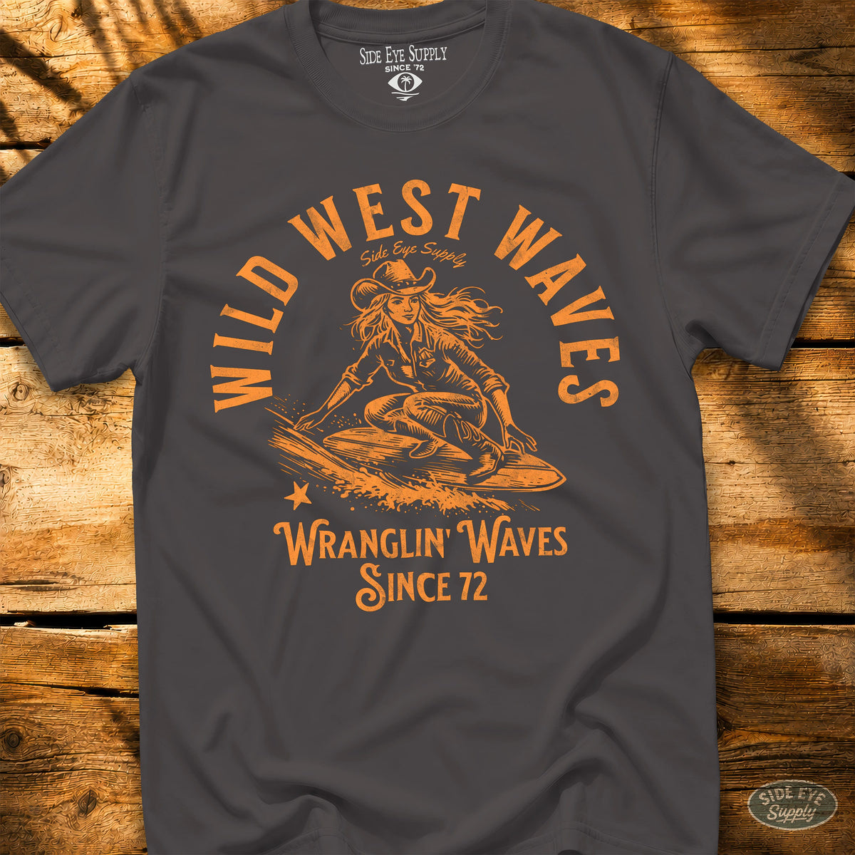 Wild West Waves Tee Charcoal / S - by Side Eye Supply - Surf Beach Life Apparel
