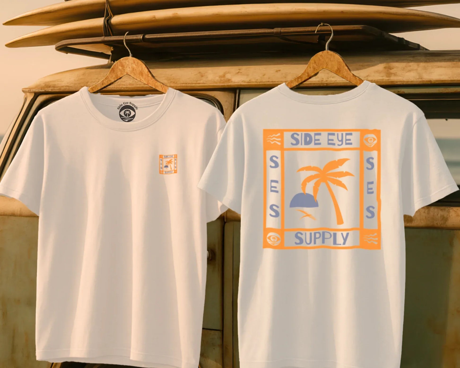 Window Palm Tee White / S - by Side Eye Supply - Surf Beach Life Apparel