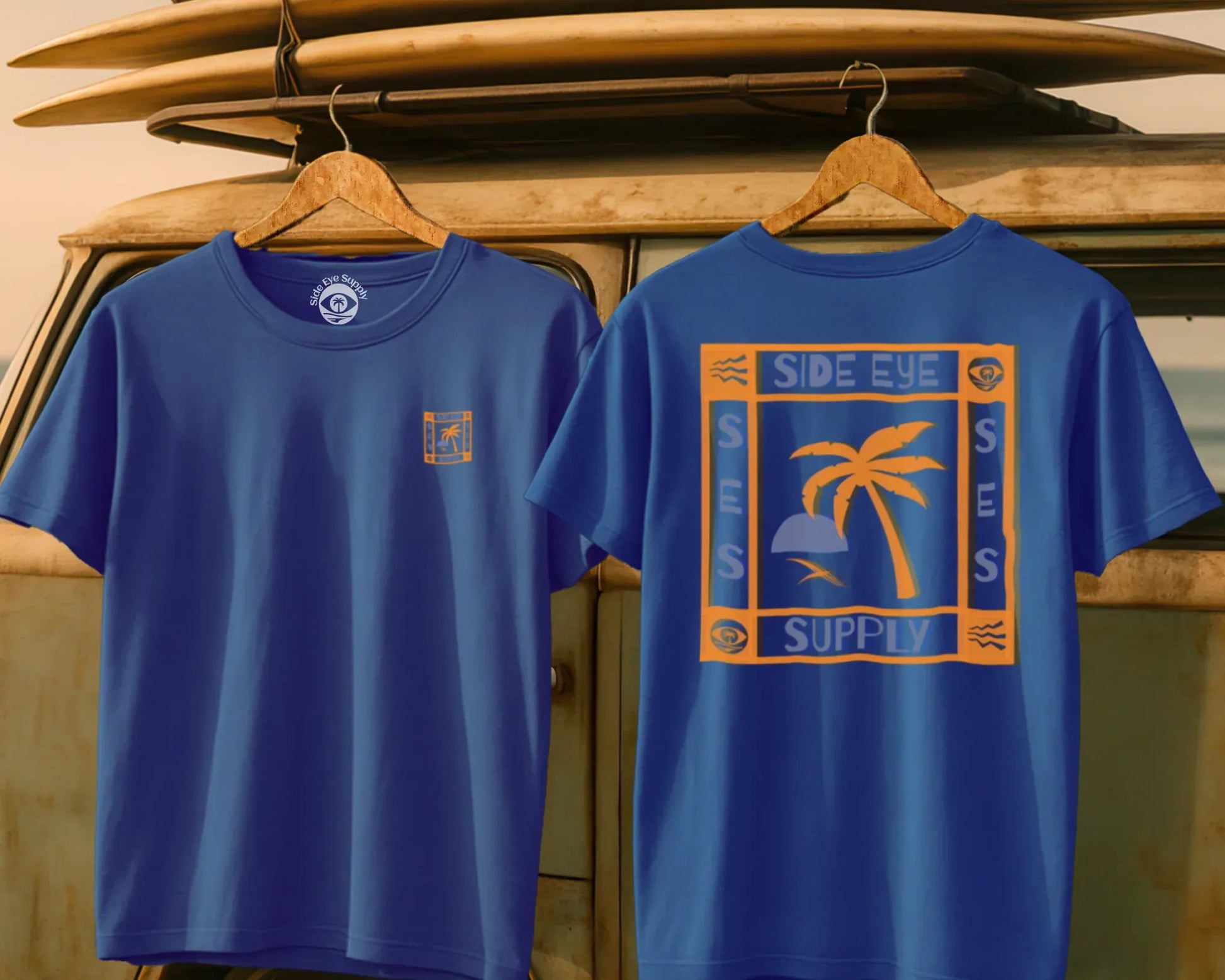 Window Palm Tee Royal / S - by Side Eye Supply - Surf Beach Life Apparel