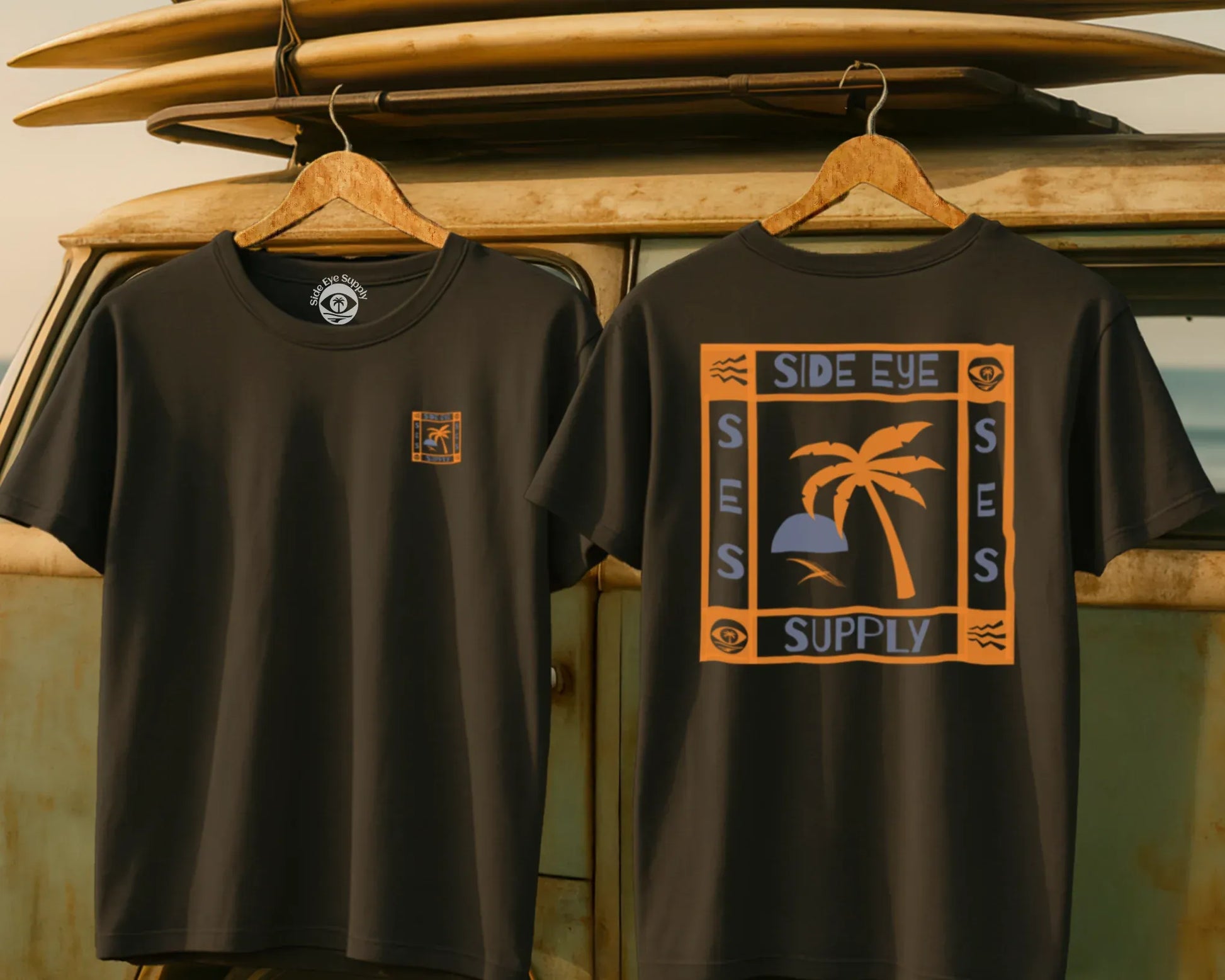 Window Palm Tee Charcoal / S - by Side Eye Supply - Surf Beach Life Apparel