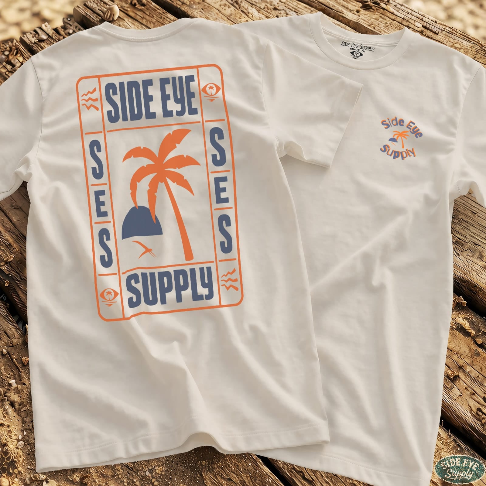 Window Palm Tee White / S - by Side Eye Supply - Surf Beach Life Apparel