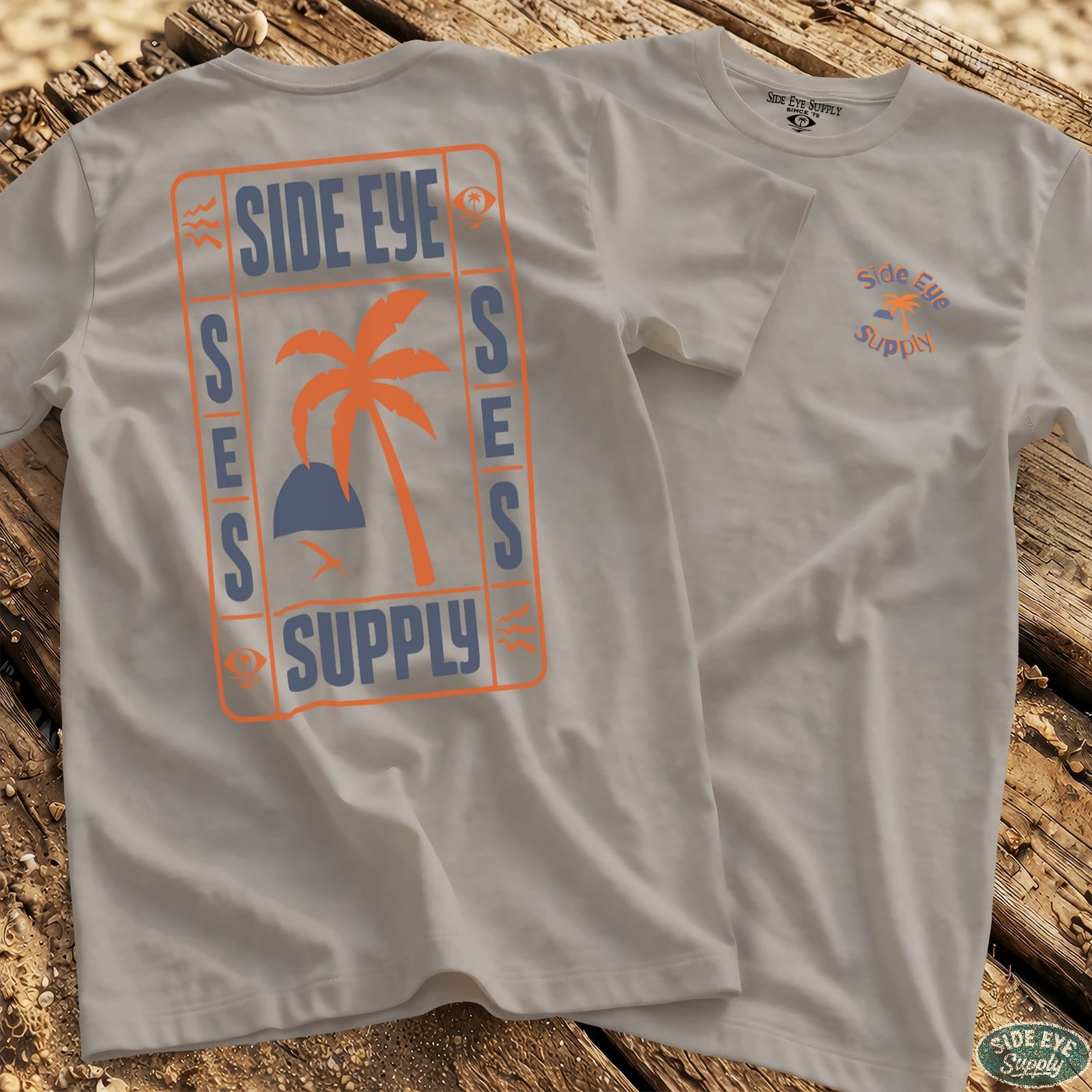 Window Palm Tee Ice Grey / S - by Side Eye Supply - Surf Beach Life Apparel