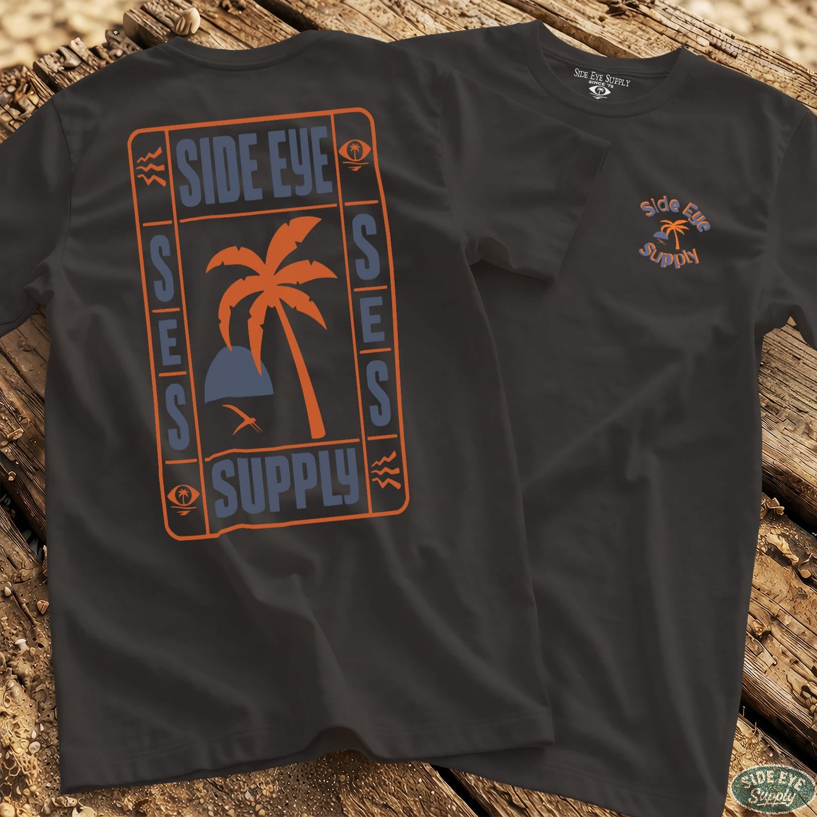 Window Palm Tee Black / S - by Side Eye Supply - Surf Beach Life Apparel